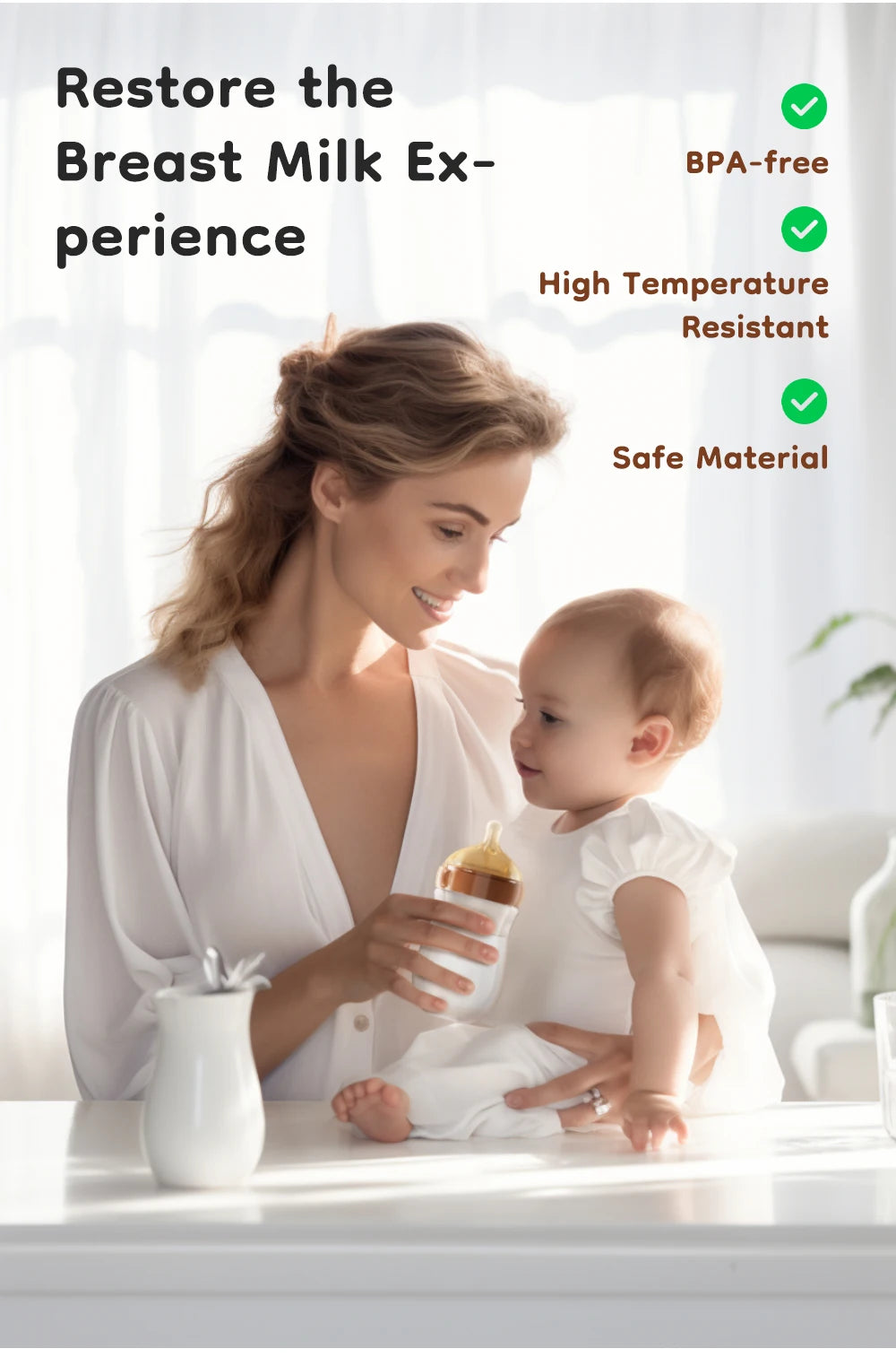 Newborn baby Wide caliber High borosilicate glass Bottles Anti choking Anti-Colic Bottle 0-6 months+ 160ml 240ml Baby Bottles