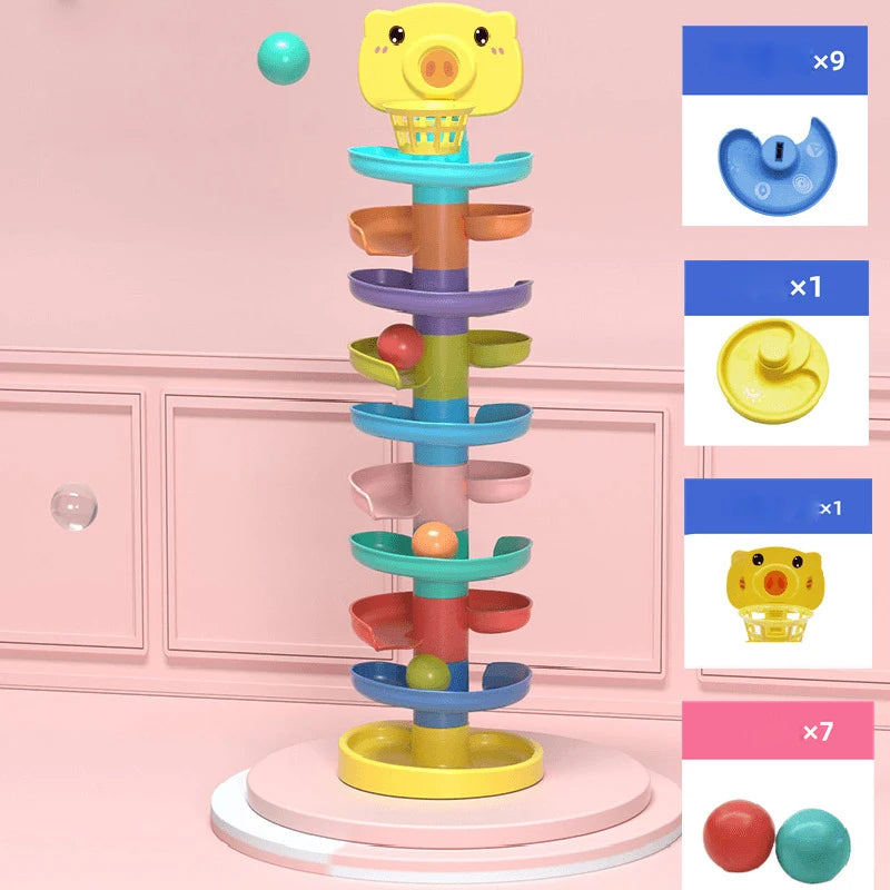 Baby Toy Ball Drop Toys for Toddler 1-3Y Rolling Ball Pile Tower Montessori Educational Stacking Games for Babies Sensory Toys by Baby Paradise