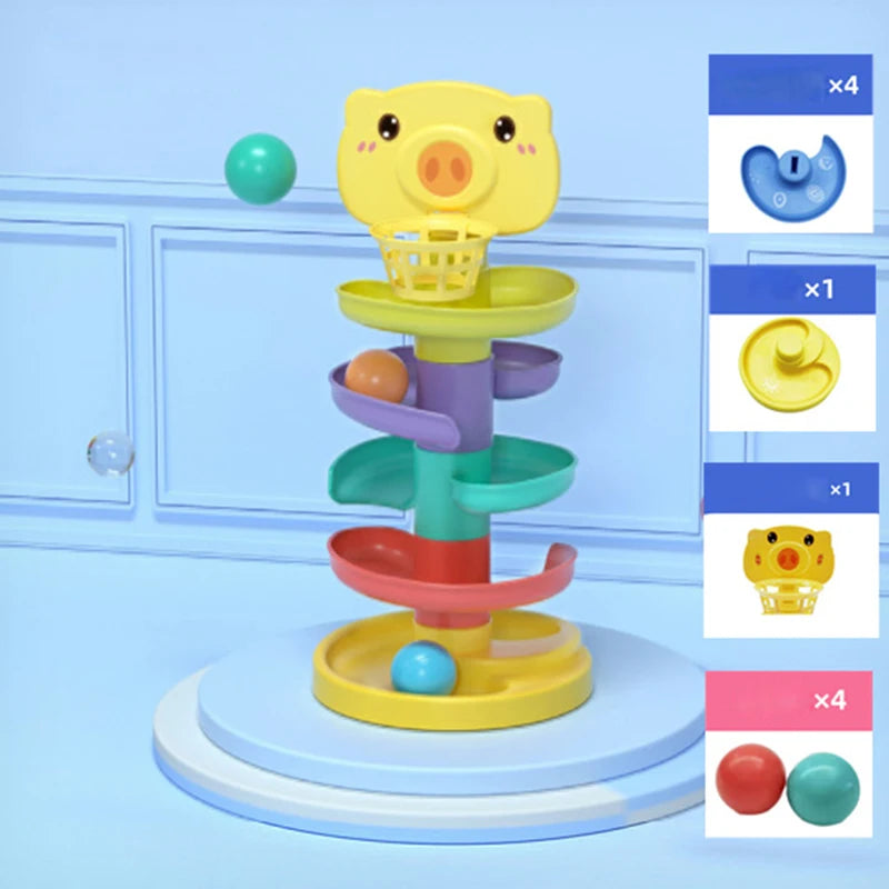 Baby Toy Ball Drop Toys for Toddler 1-3Y Rolling Ball Pile Tower Montessori Educational Stacking Games for Babies Sensory Toys by Baby Paradise