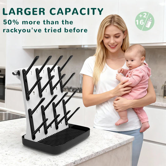 Baby Bottle Drying Rack, Baby Bottle Rack - Space saving vertical drying rack for cleaning bottles and pump components