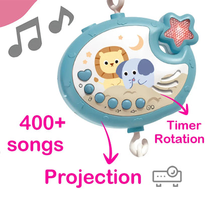 360° Musical Baby Crib Mobile Rotating Night Light Bed Bell Toy Four Speed Timming Hanging Infant Newborn Rattle Bedside Gift