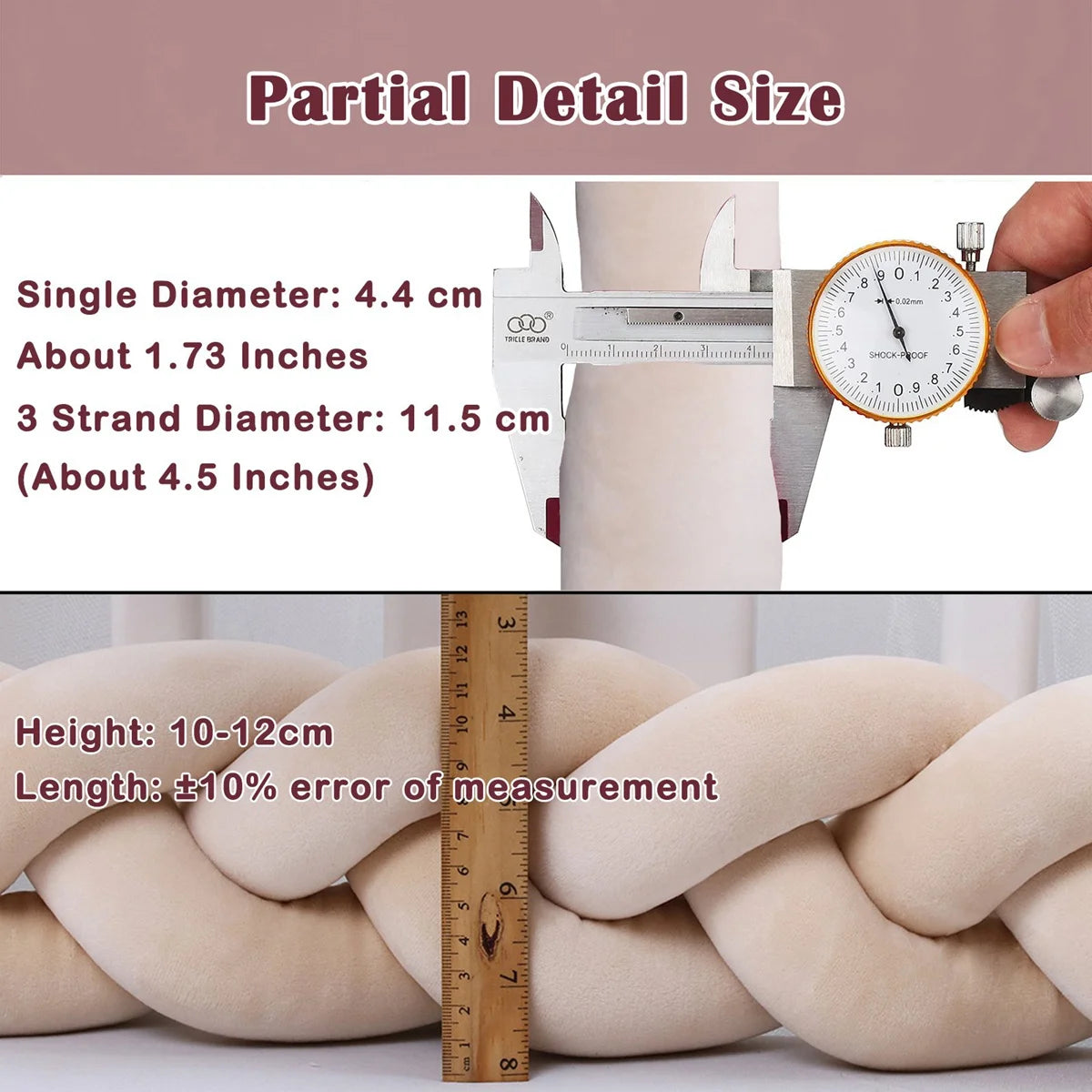  1M/2M/3M/4M Knot Braid Baby Bed Bumper Infant Cradle Protector Plush Pillow Cushion Crib Anti-collision Room Decor