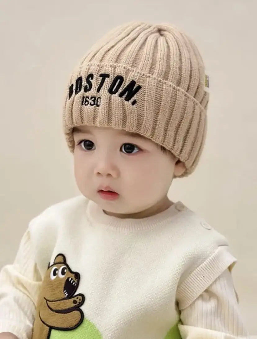 Winter Baby Hat Fashion Letter Pattern Knit Beanie Warm Cap