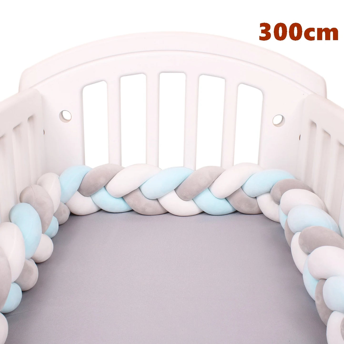  1M/2M/3M/4M Knot Braid Baby Bed Bumper Infant Cradle Protector Plush Pillow Cushion Crib Anti-collision Room Decor