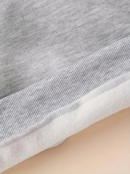 Newborn Baby Boy Long Sleeve Fleece Hoodie with Cartoon Letter Heart Print  Casual Sports Pants Set Autumn Winter