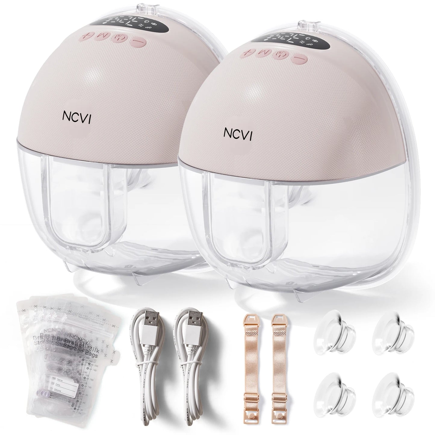 NCVI Electric Breast Pump,Wearable for Breastfeeding,Hands-Free, 4 Modes 9 Levels, 3 Flange Sizes(19/21/24mm), Smart Display