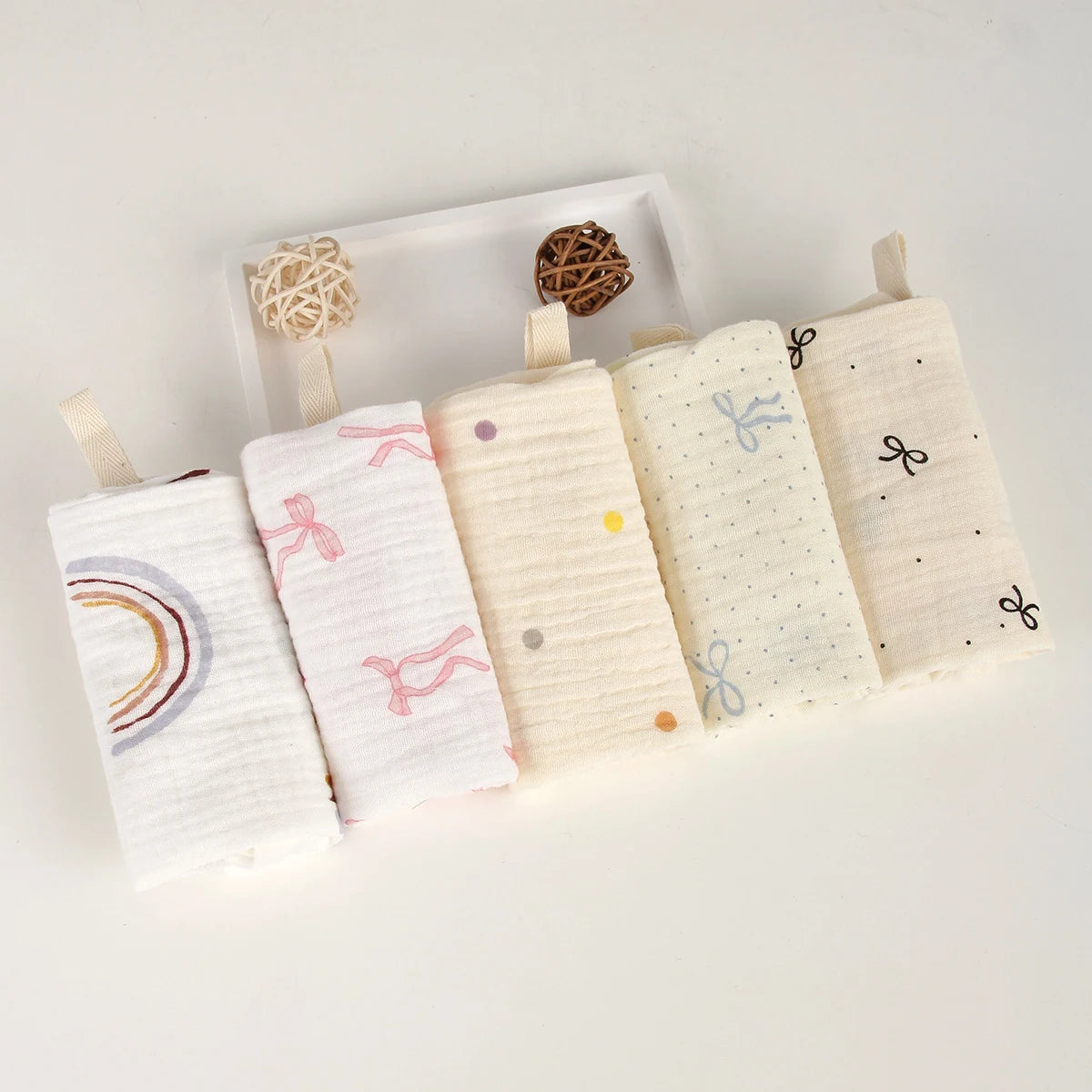 5Pcs Baby Cotton Washcloth Newborn Burp Cloth Square Towels 6-Layer Pure Cotton Soft Absorbent Gauze Cotton Baby Towels