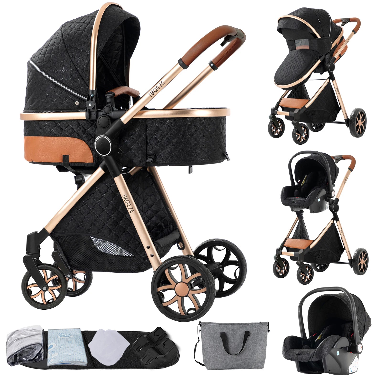 Your All-in-One Travel Solution: 3-in-1 Lightweight Stroller & Pram for All Terrains, Suitable from Birth with Easy Compact Fold by Baby Paradise