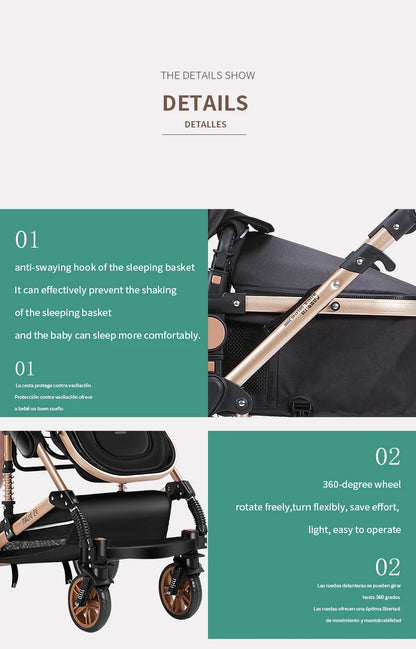 3-in-1 Baby Stroller Baby High Landscape Lightweight