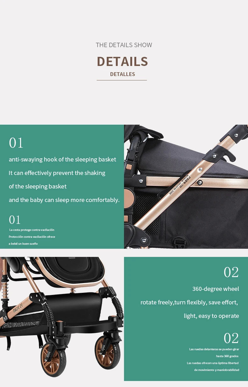 Your All-in-One Travel Solution: 3-in-1 Lightweight Stroller & Pram for All Terrains, Suitable from Birth with Easy Compact Fold by Baby Paradise