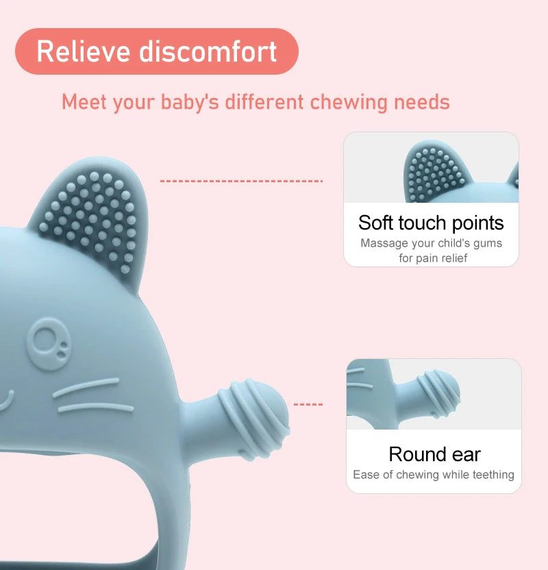 Never Drop Silicone Teething Toys for Babies,Infant Hand Teether Paci by Baby Paradise