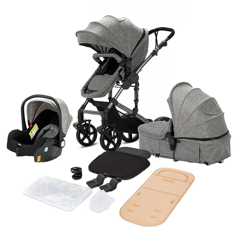Your All-in-One Travel Solution: 3-in-1 Lightweight Stroller & Pram for All Terrains, Suitable from Birth with Easy Compact Fold by Baby Paradise