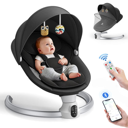 Electric Baby Swing Baby Rocker, APP and Remote Baby Scale From Birth to 9kg, 5-Point Harness Improved Baby Scale with 3 Timers