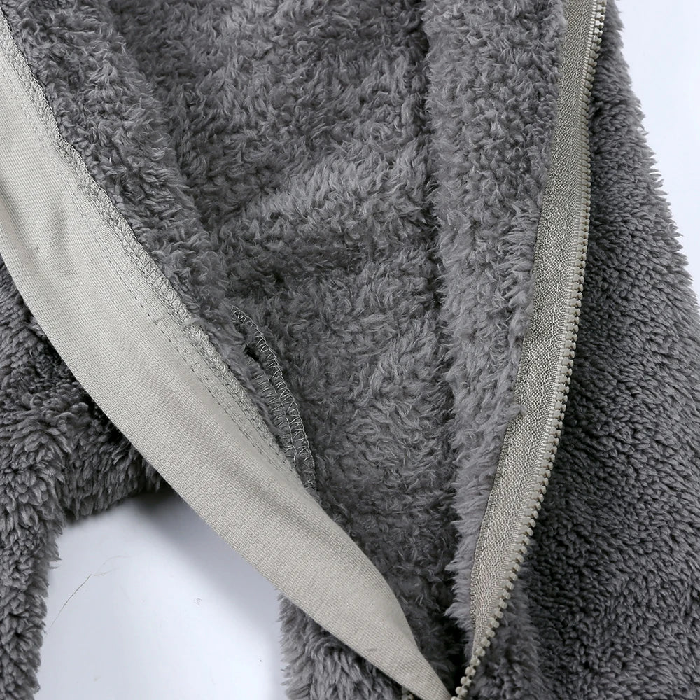 0-24M Baby Rompers Infant Clothes Winter Newborn Baby Boy Girl Zipper Bodysuit Bear Fleece Hooded Pyjamas