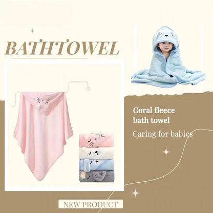 Hot Selling New Animal Hooded Baby Bath Towel Soft Cap Warm And Fast Absorbent Coral Velvet Bathrobe For Boys And Girls