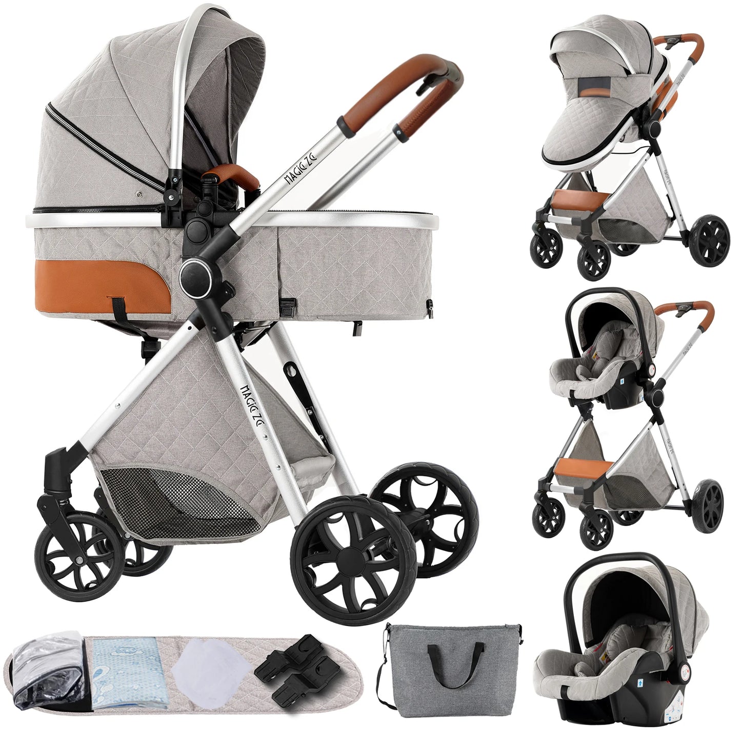 Your All-in-One Travel Solution: 3-in-1 Lightweight Stroller & Pram for All Terrains, Suitable from Birth with Easy Compact Fold