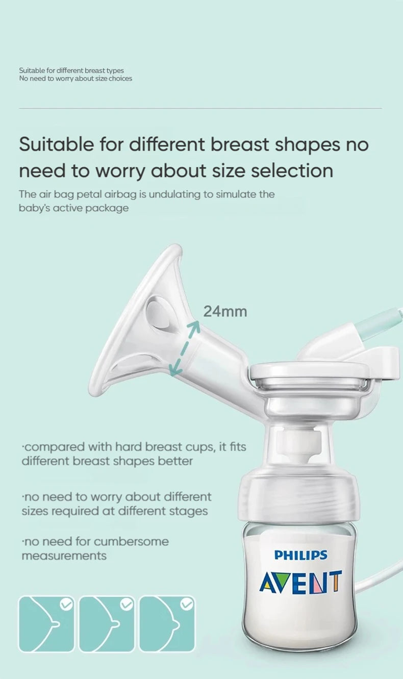 PHILIPS AVENT Portable Single Electric Breast Pump with Smart Massage & Petal Stimulation – Mimics Baby’s Natural Sucking