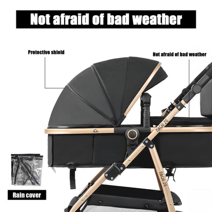 3 in 1 Baby Stroller Prams Lightweight Stroller Compact Foldable Stroller Newborn Stroller Travel System Pushchair Baby Buggy