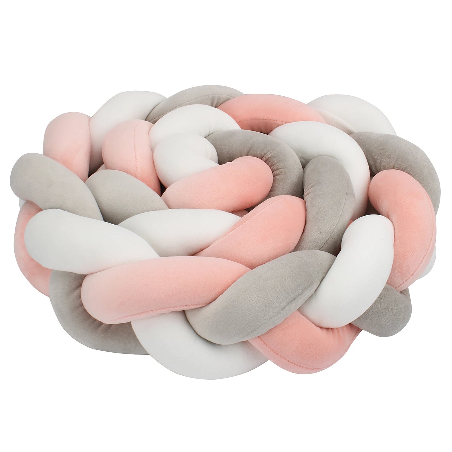  1M/2M/3M/4M Knot Braid Baby Bed Bumper Infant Cradle Protector Plush Pillow Cushion Crib Anti-collision Room Decor