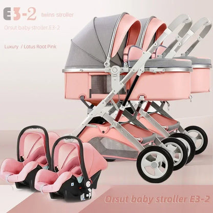 2025 New 3-in-1 Twin Baby Stroller with Car Seat