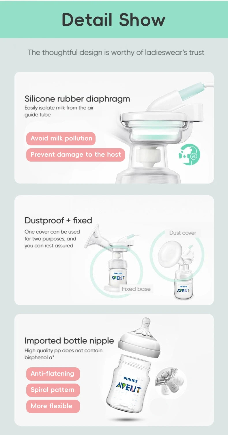 PHILIPS AVENT Portable Single Electric Breast Pump with Smart Massage & Petal Stimulation – Mimics Baby’s Natural Sucking by Baby Paradise