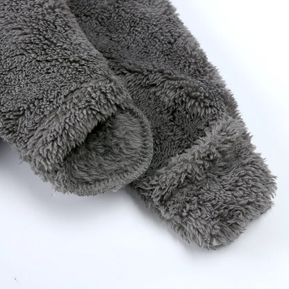 0-24M Baby Rompers Infant Clothes Winter Newborn Baby Boy Girl Zipper Bodysuit Bear Fleece Hooded Pyjamas