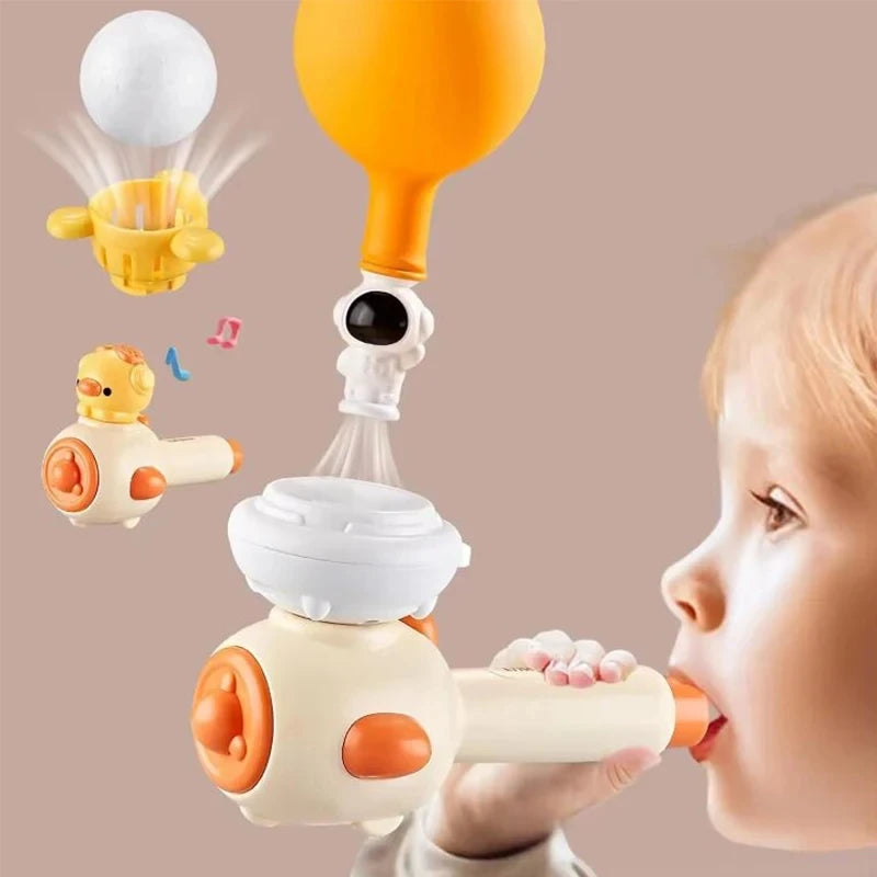 Montessori Toy for Kids with Whistle Ball Blowing Floating Blow Pipe Ball Three in One Sensory Fine Motor Skills Educational Toy by Baby Paradise