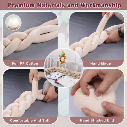  1M/2M/3M/4M Knot Braid Baby Bed Bumper Infant Cradle Protector Plush Pillow Cushion Crib Anti-collision Room Decor