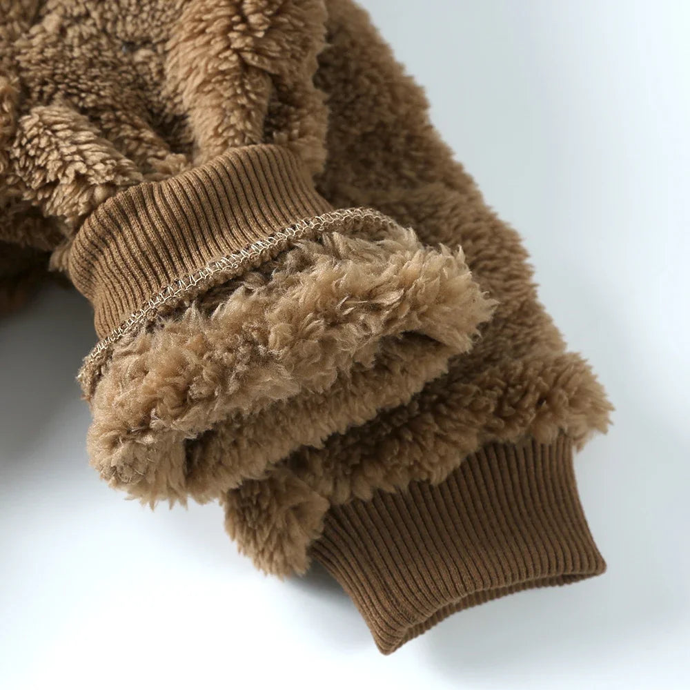 0-18Months Newborn Baby Romper Winter Thicken Flannel Warm Clothes Infant Boy Girl Oneies Pyjamas Heart-Shaped Hooded Jumpsuits