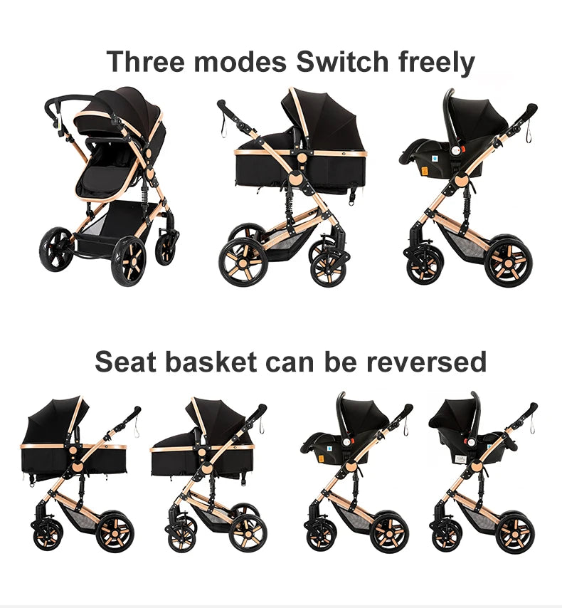3 in 1 Baby Stroller Prams Lightweight Stroller Compact Foldable Stroller Newborn Stroller Travel System Pushchair Baby Buggy