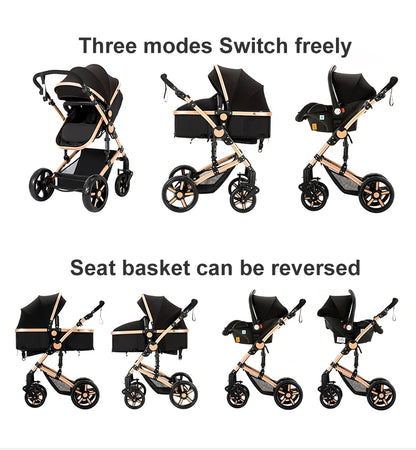 3 in 1 Baby Stroller Prams Lightweight Stroller Compact Foldable Stroller Newborn Stroller Travel System Pushchair Baby Buggy