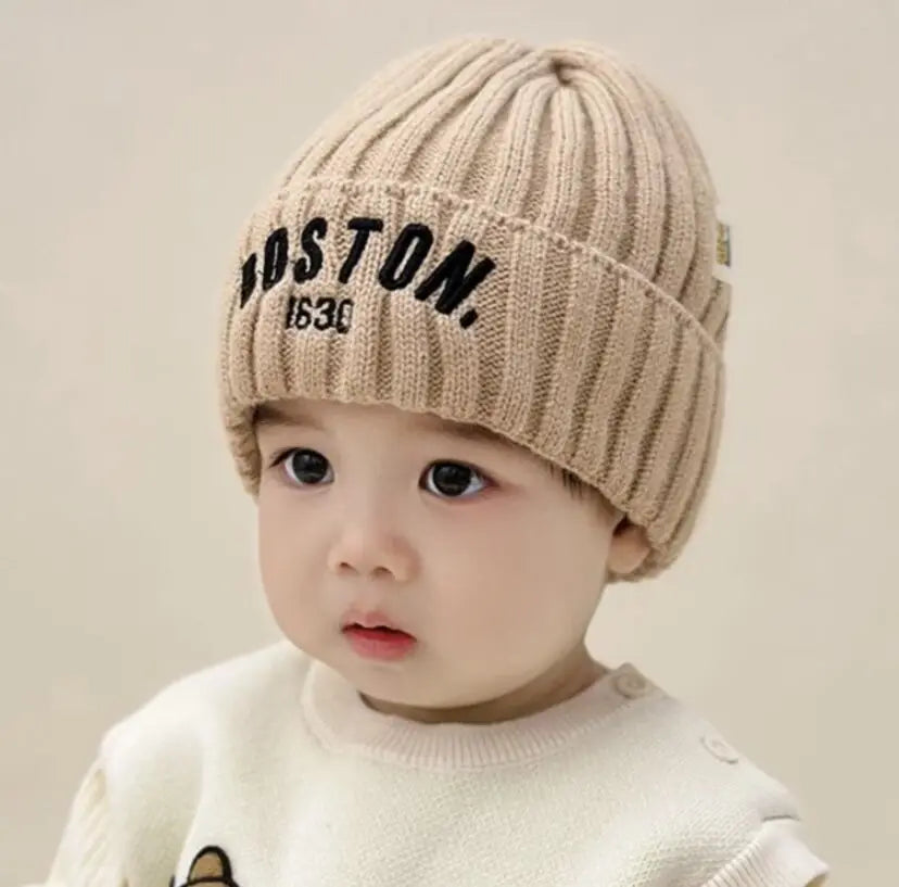 Winter Baby Hat Fashion Letter Pattern Knit Beanie Warm Cap