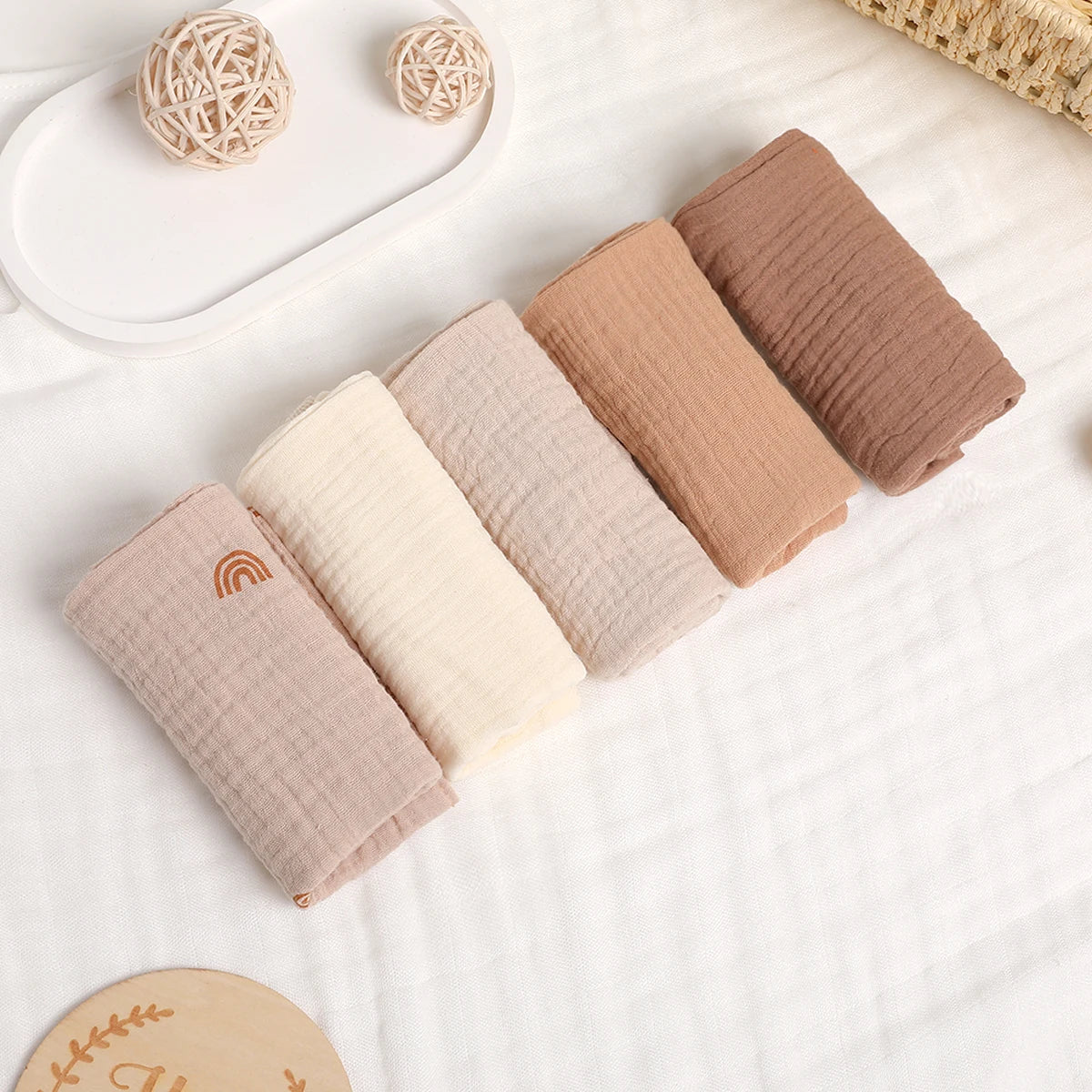 5Pcs Baby Cotton Washcloth Newborn Burp Cloth Square Towels 6-Layer Pure Cotton Soft Absorbent Gauze Cotton Baby Towels
