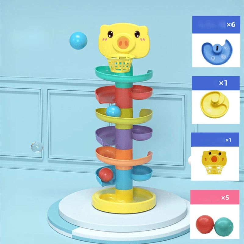 Baby Toy Ball Drop Toys for Toddler 1-3Y Rolling Ball Pile Tower Montessori Educational Stacking Games for Babies Sensory Toys by Baby Paradise