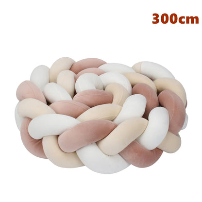  1M/2M/3M/4M Knot Braid Baby Bed Bumper Infant Cradle Protector Plush Pillow Cushion Crib Anti-collision Room Decor