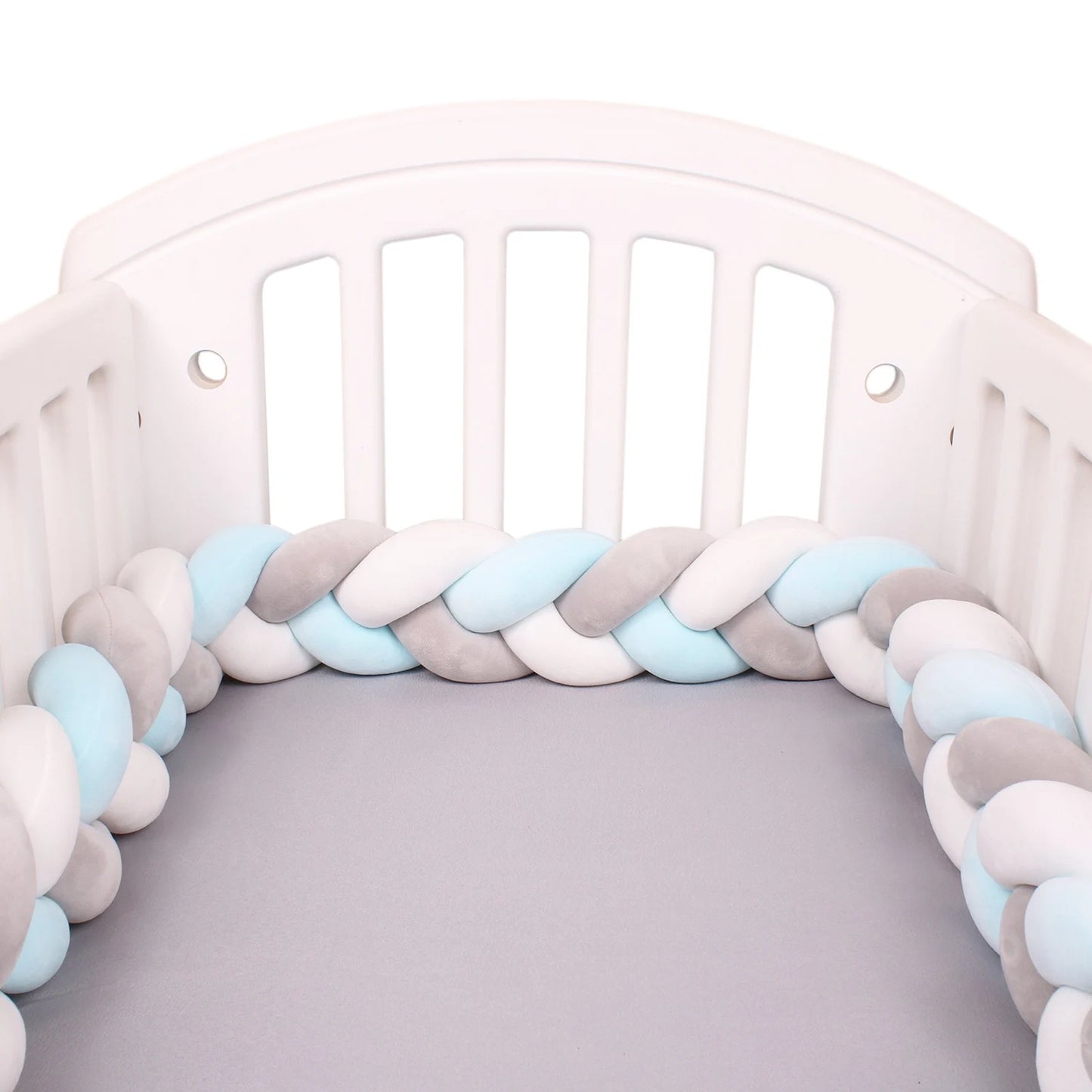  1M/2M/3M/4M Knot Braid Baby Bed Bumper Infant Cradle Protector Plush Pillow Cushion Crib Anti-collision Room Decor