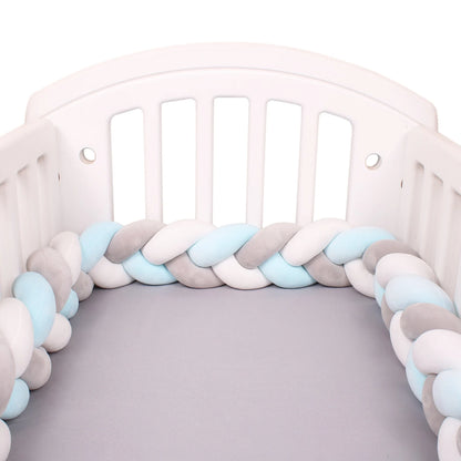  1M/2M/3M/4M Knot Braid Baby Bed Bumper Infant Cradle Protector Plush Pillow Cushion Crib Anti-collision Room Decor