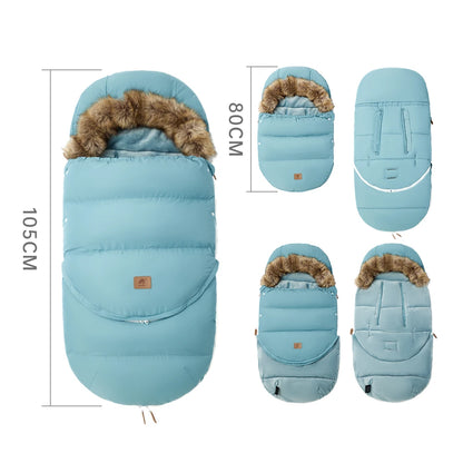 Winter Windproof Fur Collar Removable 2 Styles Footmuff 0-36 Months For Cart  Newborn