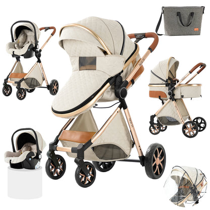 Baby Stroller 3 in 1 Newborn Baby Carriage Lightweight Newbaby Car Travel Pram For Newborn Baby High Landscape Stroller Baby