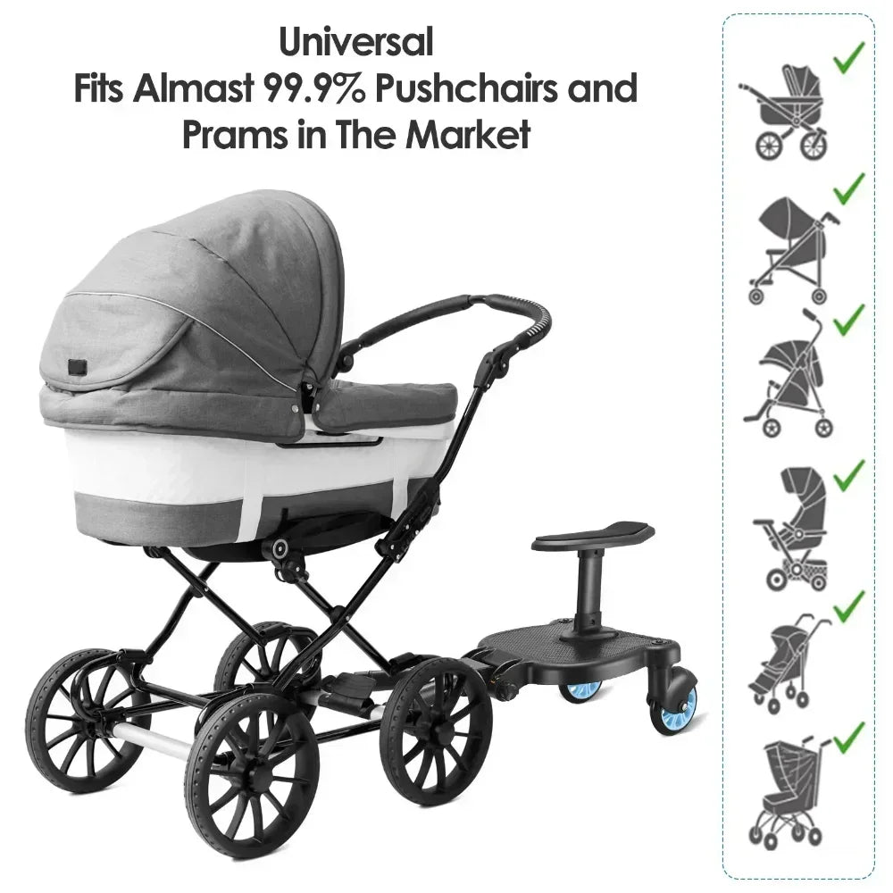 Universal Strollers Step Board Adapter with Seat Second Child Jogger Twins Scooter Baby Pram Hitchhiker Bumper by Baby Paradise