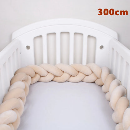  1M/2M/3M/4M Knot Braid Baby Bed Bumper Infant Cradle Protector Plush Pillow Cushion Crib Anti-collision Room Decor