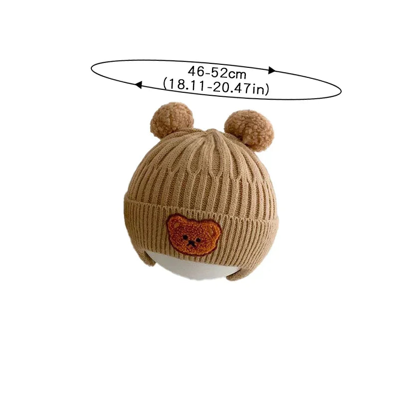 Baby wool hat cute bear ear protection hat children