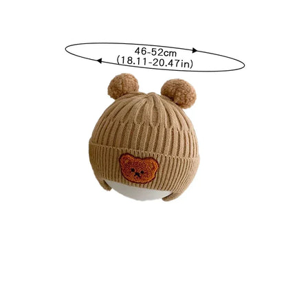 Baby wool hat cute bear ear protection hat children