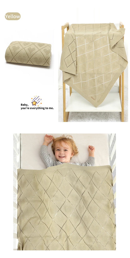 Baby Blankets Knitted Breathable Newborn Boy Girl Cotton Stroller Bedding Sleeping Covers 90*70cm Toddler Throw Receiving Quilts
