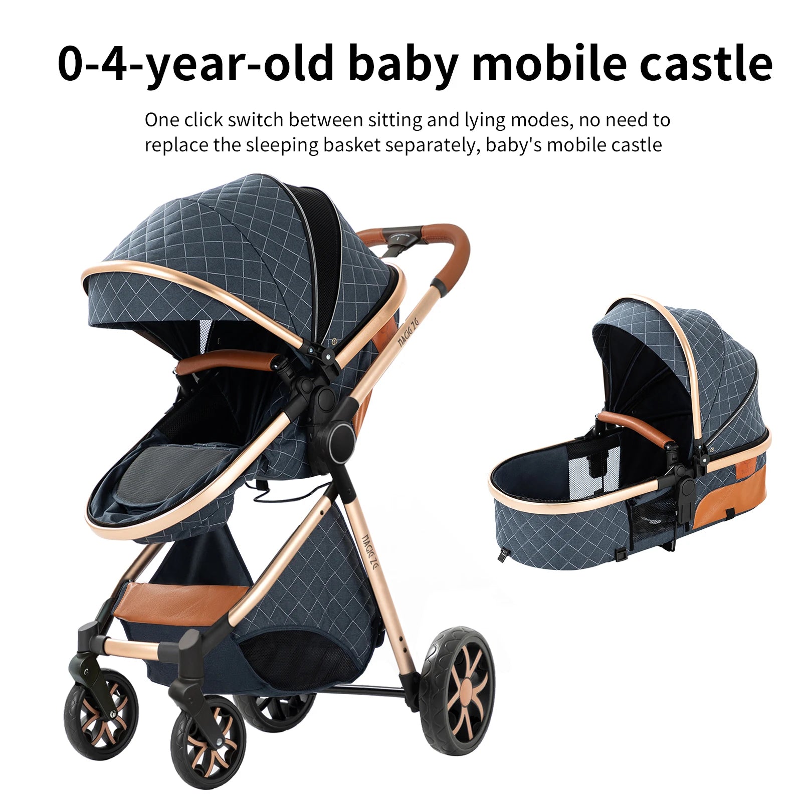 Your All-in-One Travel Solution: 3-in-1 Lightweight Stroller & Pram for All Terrains, Suitable from Birth with Easy Compact Fold by Baby Paradise