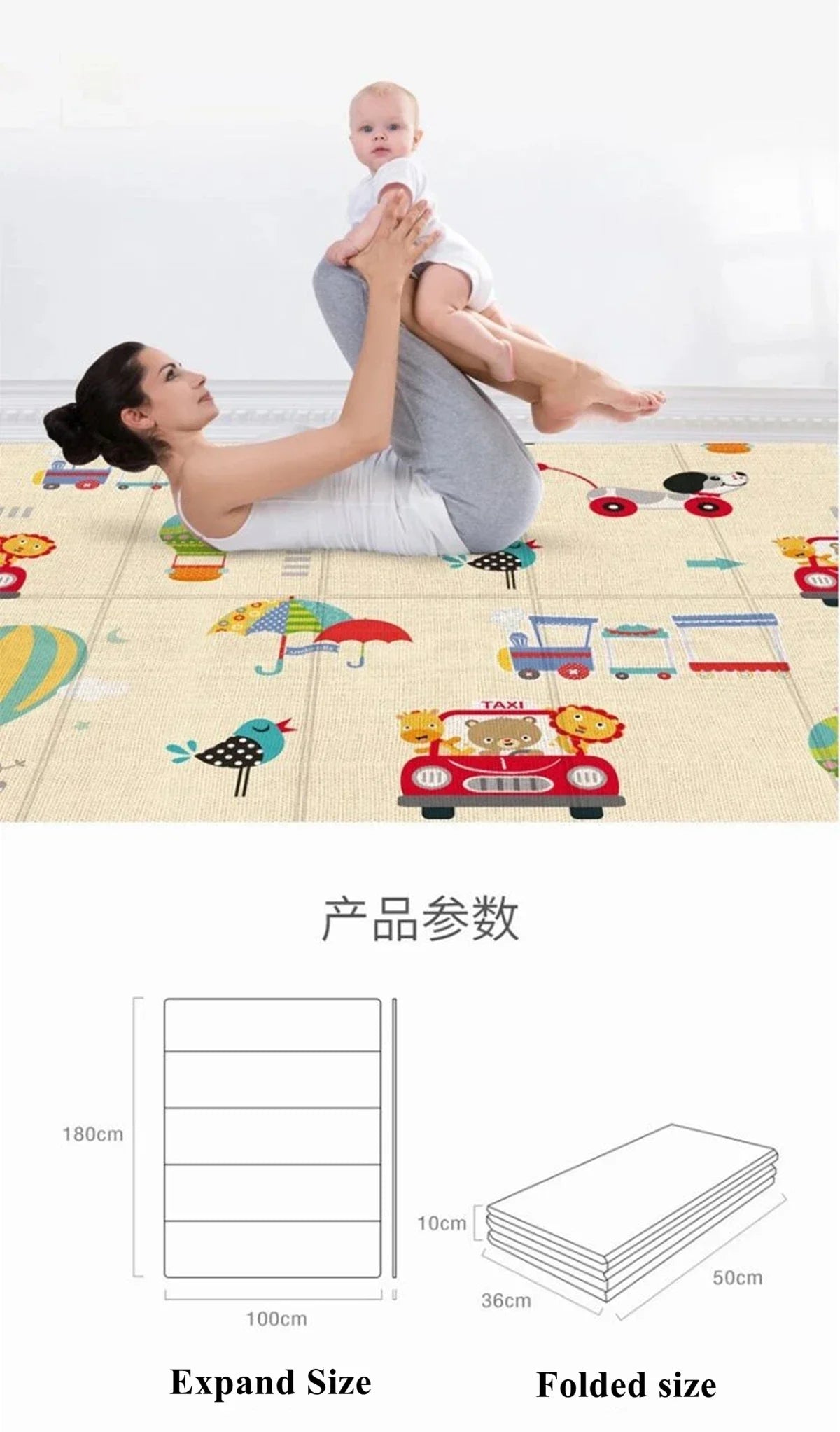 Foldable Baby Play Mat Non-Toxic Educational Children's Carpet in The Nursery Climbing Pad Kids Rug Activitys Games Toys 180*100