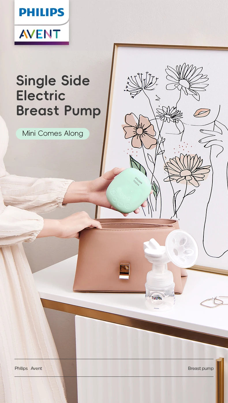 PHILIPS AVENT Portable Single Electric Breast Pump with Smart Massage & Petal Stimulation – Mimics Baby’s Natural Sucking by Baby Paradise