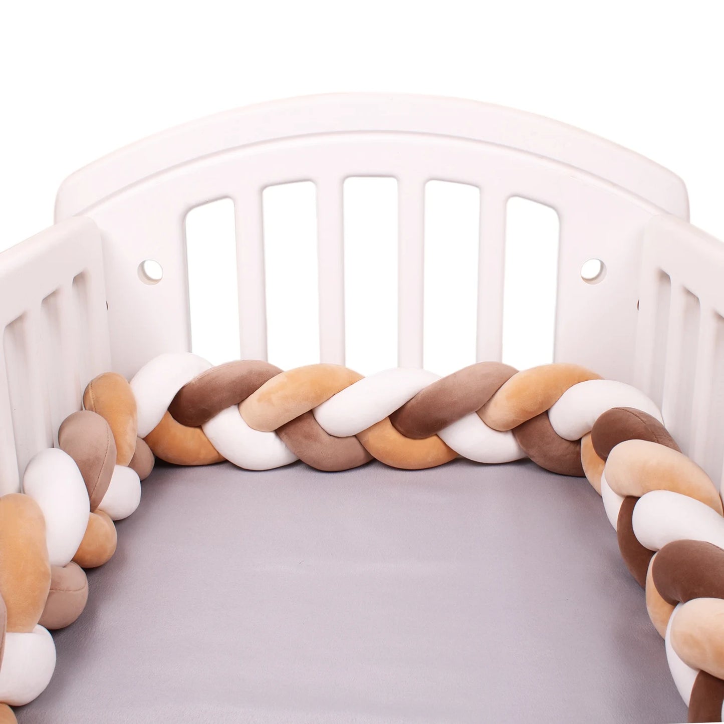  1M/2M/3M/4M Knot Braid Baby Bed Bumper Infant Cradle Protector Plush Pillow Cushion Crib Anti-collision Room Decor
