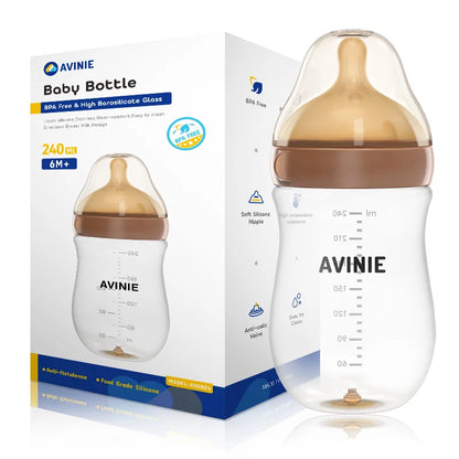 Newborn baby Wide caliber High borosilicate glass Bottles Anti choking Anti-Colic Bottle 0-6 months+ 160ml 240ml Baby Bottles