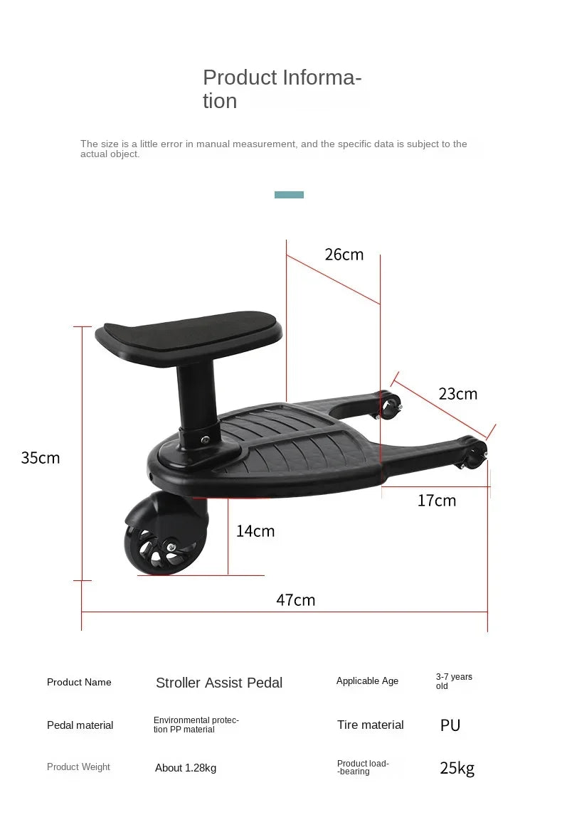 Universal Strollers Step Board Adapter with Seat Second Child Jogger Twins Scooter Baby Pram Hitchhiker Bumper